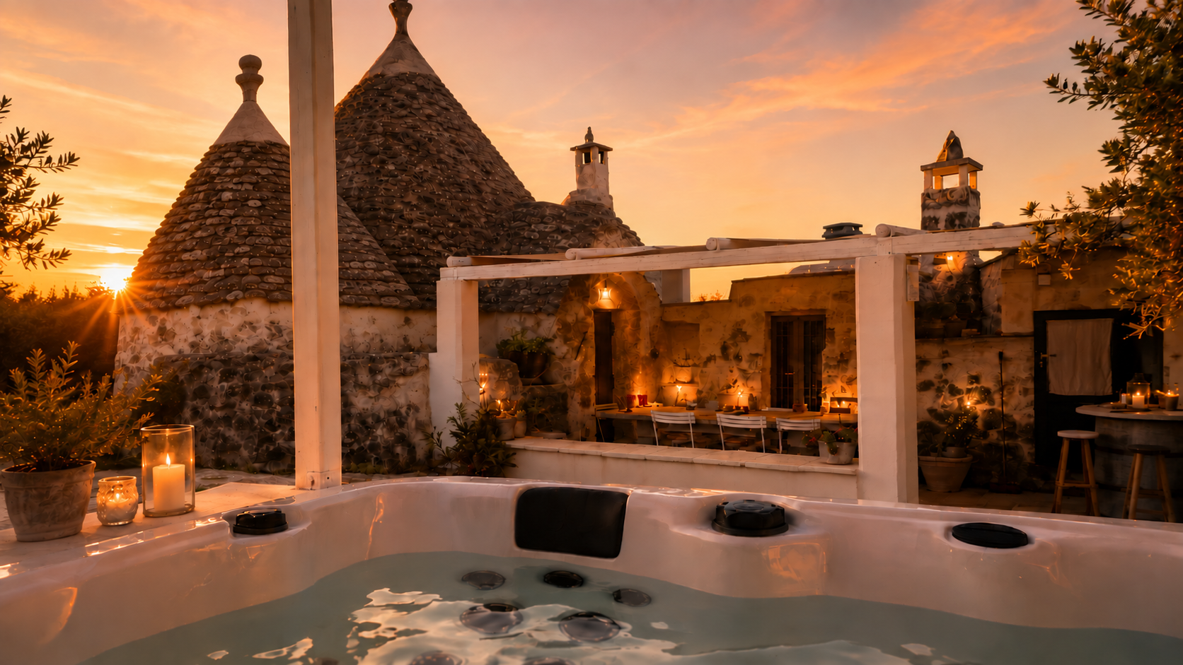 Jacuzzi terrace overlooking the olive grove
