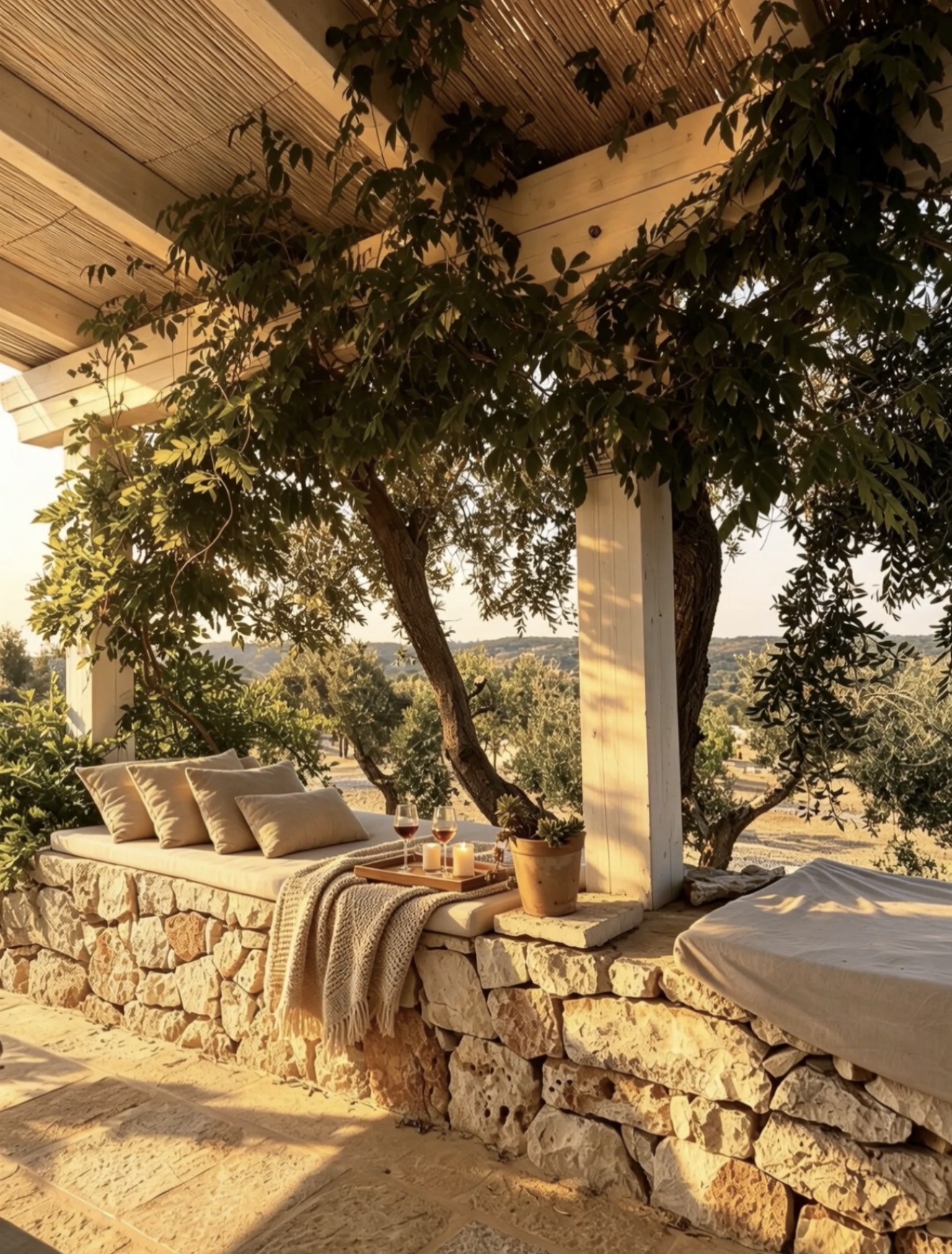 Breakfast in the trullo courtyard