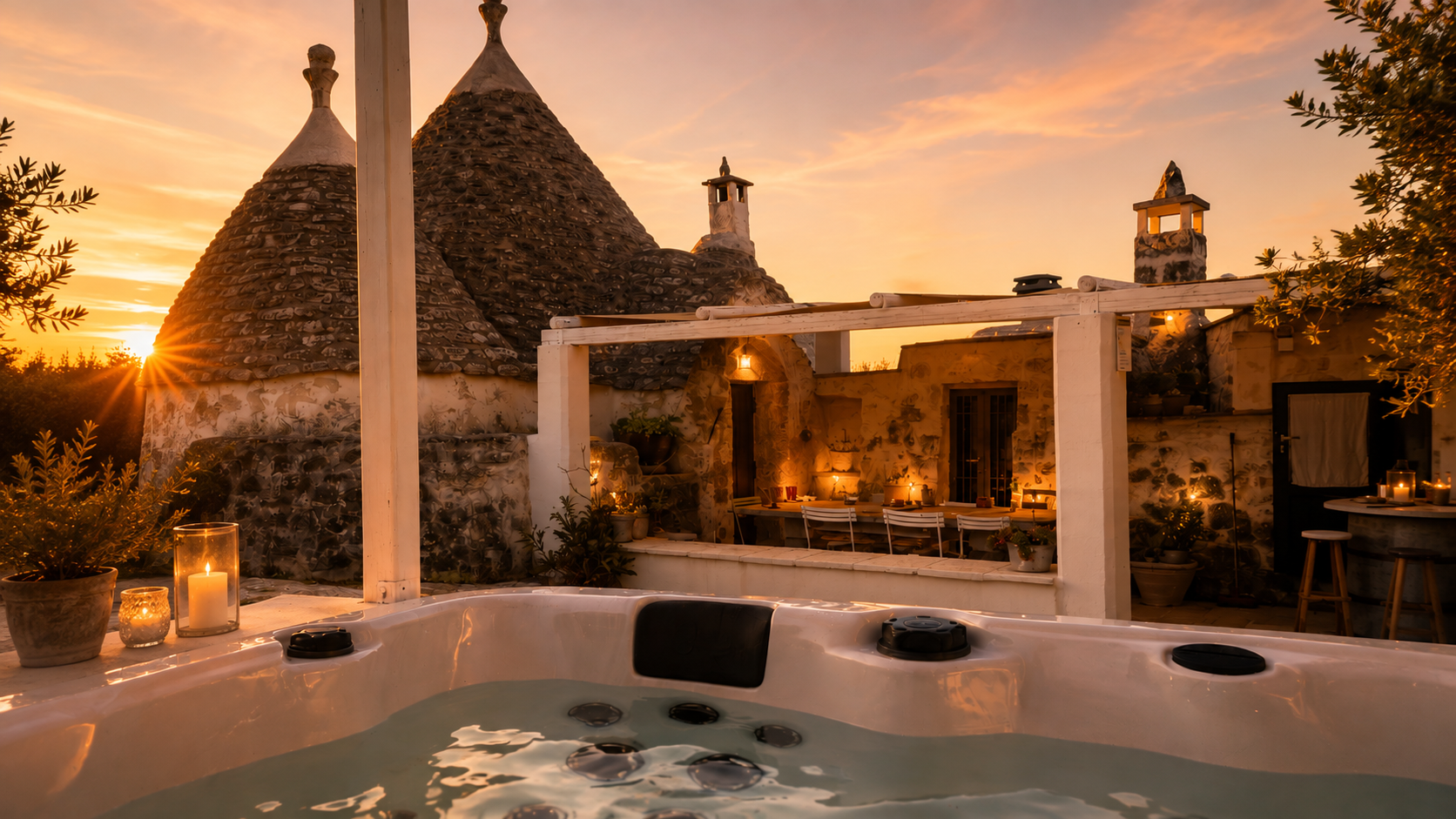 Jacuzzi terrace overlooking the olive grove